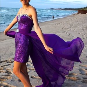 Beautiful formal, detachable train.